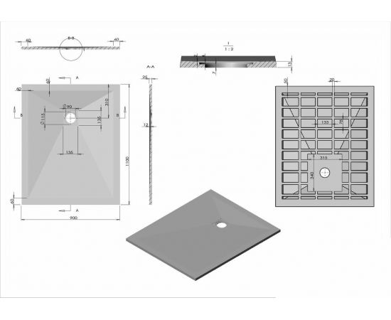 Поддон для душа из искусственного камня Vincea VST-4SR9011W, 1100*900*25, белый матовый_, изображение 5