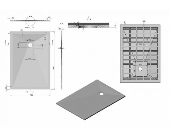 Поддон для душа из искусственного камня Vincea VST-4SR9013W, 1300*900*25, белый матовый_, изображение 5