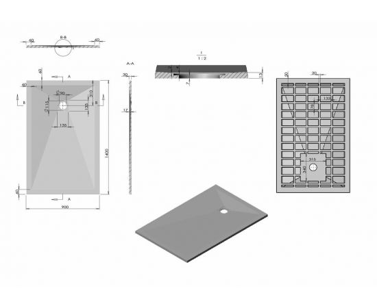 Поддон для душа из искусственного камня Vincea VST-4SR9014W, 1400*900*25, белый матовый_, изображение 5