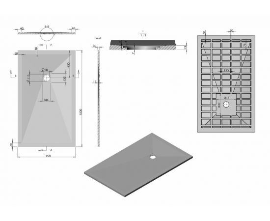 Поддон для душа из искусственного камня Vincea VST-4SR9015W, 1500*900*25, белый матовый_, изображение 5