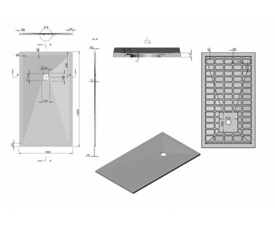 Поддон для душа из искусственного камня Vincea VST-4SR9016W, 1600*900*25, белый матовый_, изображение 5