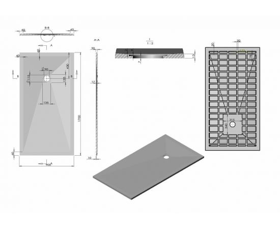 Поддон для душа из искусственного камня Vincea VST-4SR9017W, 1700*900*25, белый матовый_, изображение 5