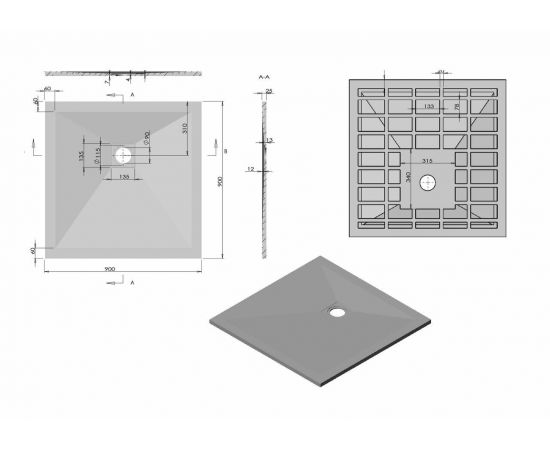 Поддон для душа из искусственного камня Vincea VST-4SR9090W, 900*900*25, белый матовый_, изображение 5