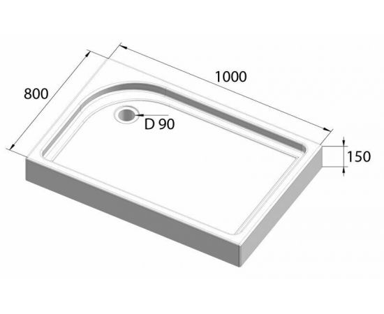 Акриловый поддон BelBagno TRAY-BB-AH-100/80-15-W-L_, изображение 7