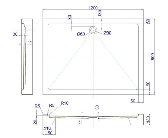 Душевой поддон Royal Bath 9120HP 90x120x13_, изображение 2