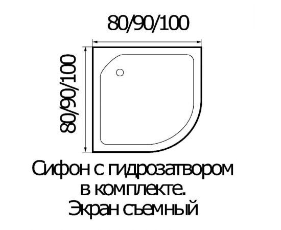 Поддон для душа WEMOR полукруг 80/80/15_, изображение 5