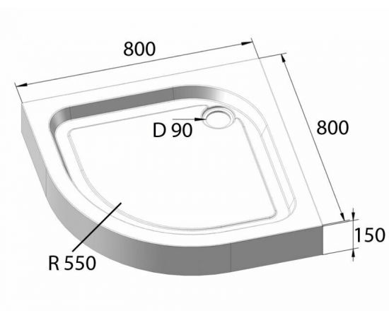 Акриловый поддон BelBagno TRAY-BB-R-80-550-15-W_, изображение 5