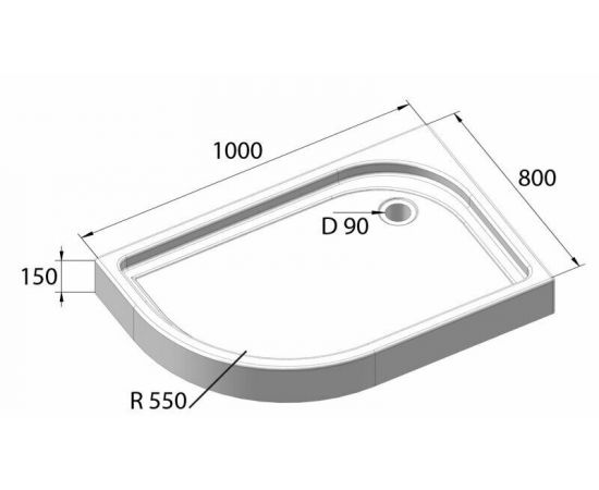 Акриловый поддон BelBagno TRAY-BB-RH-100/80-550-15-W-R_, изображение 6