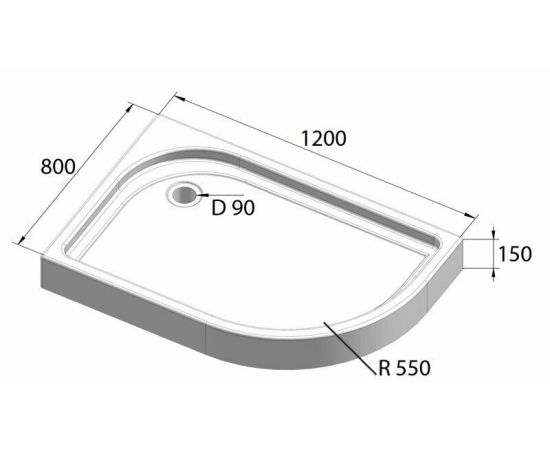 Акриловый поддон BelBagno TRAY-BB-RH-120/80-550-15-W-L_, изображение 6