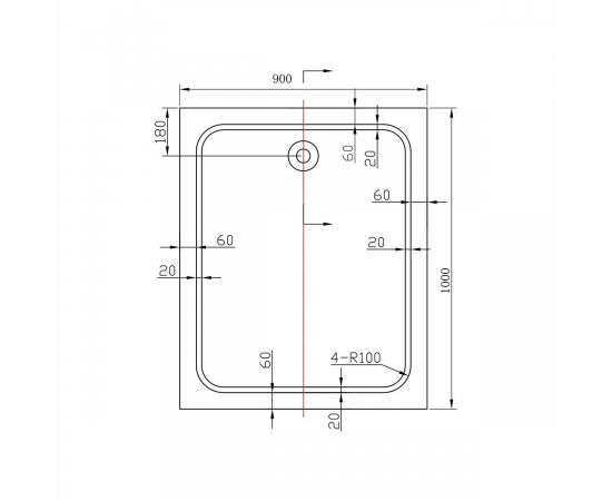 Поддон для душа акриловый Vincea VST-2AR-9010, 1000*900*135, сифон Ф90 с гидрозатвором_, изображение 3