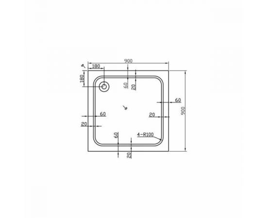 Поддон для душа акриловый Vincea VST-2AS-9090, 900*900*135, сифон Ф90 с гидрозатвором_, изображение 3