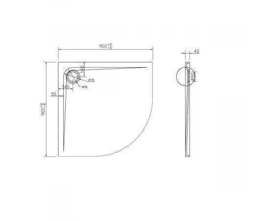 Поддон для душа из искусственного камня Vincea VST-2SQ9090MW, 900*900*40, белый матовый_, изображение 4