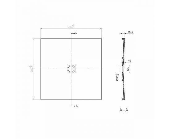 Поддон для душа из искусственного камня Vincea VST-2SR29090B, 900*900*35, черный матовый_, изображение 2