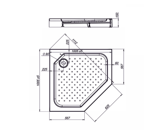 Поддон для душа акриловый Vincea VST-3AP-1010, 1000*1000*150_, изображение 2