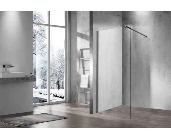 Душевая перегородка Vincea Walk-In VSW-1H800CLGM, 80х200, профиль вороненая сталь, стекло прозрачное_, изображение 2