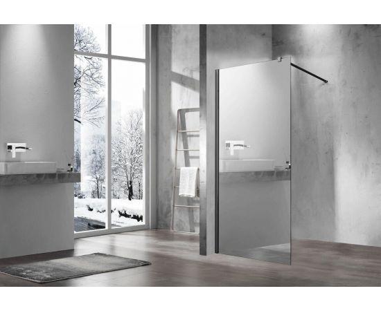 Душевая перегородка Vincea Walk-In VSW-1H900MRB, 90х200, профиль черный матовый, стекло зеркальное_, изображение 2