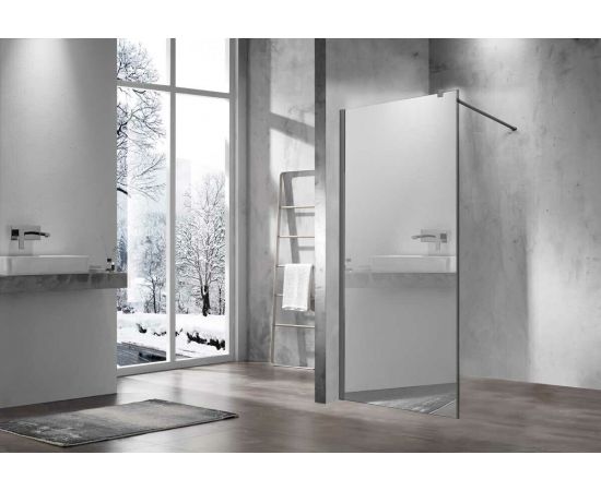 Душевая перегородка Vincea Walk-In VSW-1H800MRGM, 80х200, профиль вороненая сталь, стекло зеркальное_, изображение 2