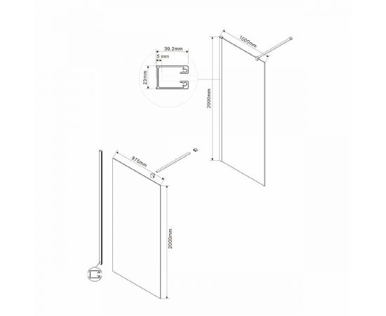 Душевая перегородка Vincea Walk-In VSW-1H100CL, 100х200, профиль хром, стекло прозрачное_, изображение 3