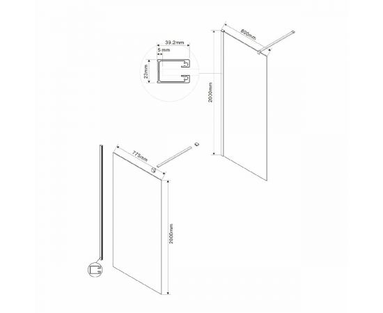 Душевая перегородка Vincea Walk-In VSW-1H800CLB, 80х200, профиль черный матовый, стекло прозрачное_, изображение 3