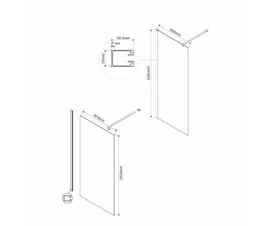 Душевая перегородка Vincea Walk-In VSW-1H900CG, 90х200, профиль хром, стекло тонированное_, изображение 3