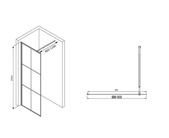 Душевая перегородка ABBER Immer Offen AG62090B_, изображение 4