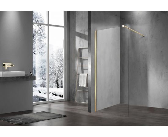 Душевая перегородка Vincea Walk-In VSW-1H900CLG, 90х200, профиль золотой матовый, стекло прозрачное_, изображение 2