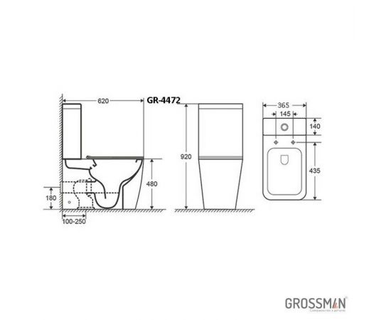 Унитаз-компакт Grossman Style GR-4472S безободковый с высокой чашей_, изображение 6