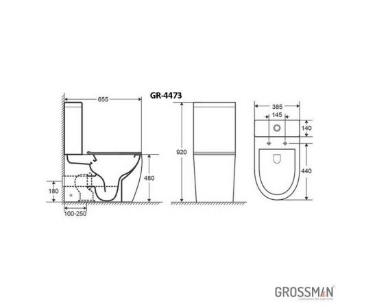 Унитаз-компакт Grossman Style GR-4473S безободковый с высокой чашей_, изображение 6