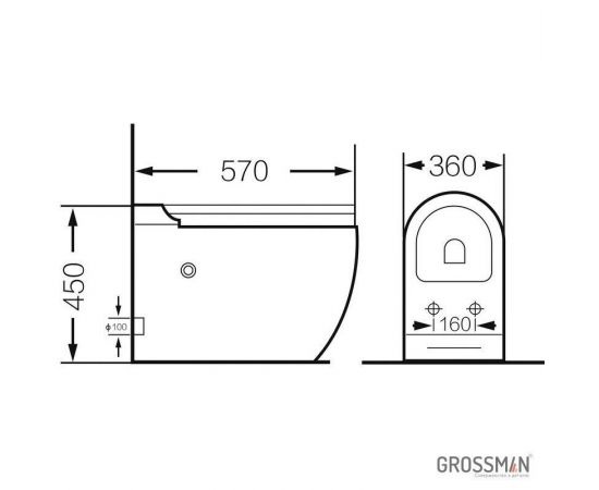 Унитаз приставной Grossman GR-PR-5502 impuls с тонкой крышкой_, изображение 8