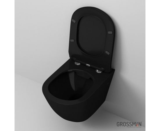 Унитаз подвесной Grossman GR-4411BS безободковый с тонкой крышкой, черный_, изображение 2