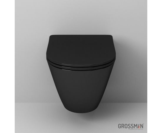 Унитаз подвесной Grossman GR-4411BS безободковый с тонкой крышкой, черный_, изображение 4