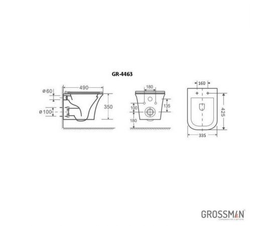 Унитаз подвесной Grossman Classic GR-4463S безободковый с тонкой крышкой_, изображение 6