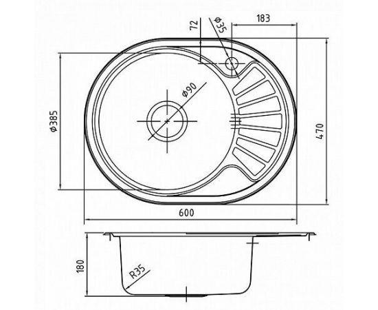 Мойка кухонная из нержавеющей стали IDDIS Suno SUN60PLi77_, изображение 2