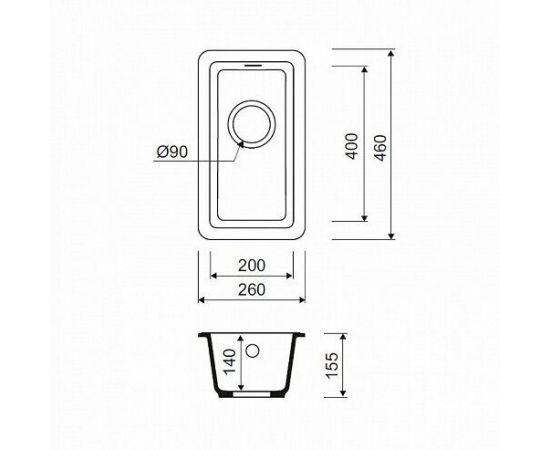 Мойка кухонная из искусственного гранита IDDIS Tanto TU1W261i87_, изображение 3