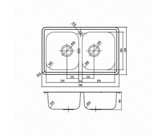 Мойка кухонная из нержавеющей стали IDDIS Strit STR78P2i77_, изображение 2