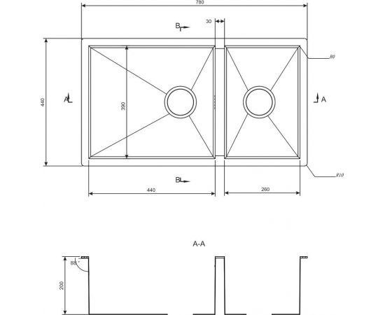 Кухонная мойка ZORG Inox X X-78-2-44_, изображение 2