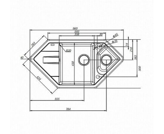 Мойка кухонная из искусственного гранита IDDIS Vane G V26B965i87_, изображение 3