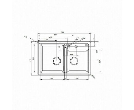 Мойка кухонная из искусственного гранита IDDIS Vane G V35C782i87_, изображение 3