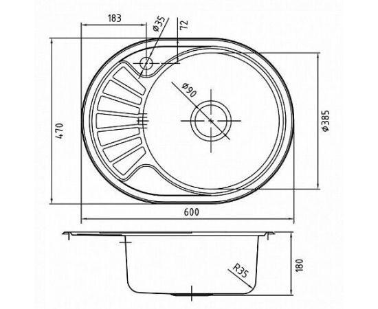 Мойка кухонная из нержавеющей стали IDDIS Suno SUN60PRi77_, изображение 2