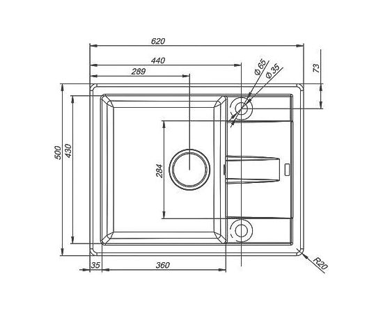 Мойка кухонная из искусственного гранита IDDIS Vane G V06B621i87_, изображение 3