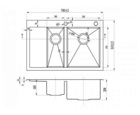 Кухонная мойка ZORG Inox X X-5178-2-L_, изображение 2