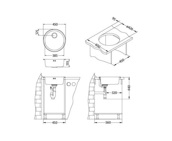 Мойка Alveus FORM 10 NAT-60 FI 450 в комплекте с сифоном_, изображение 3