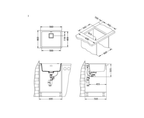 Мойка Alveus GRANITAL+ QUADRIX 50 STEEL-G04M 560X460X200 с сифоном_, изображение 3