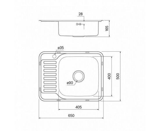 Мойка IDDIS Basic нержавеющая сталь полированная чаша справа 650*500 BAS65PRi77_, изображение 5