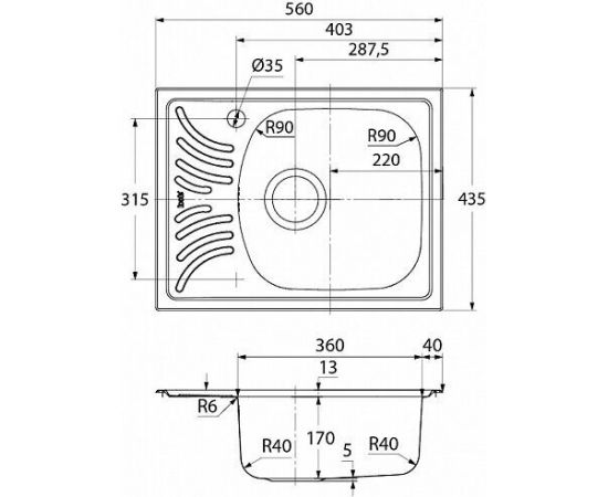 Мойка IDDIS Focus нерж. сталь матовая чаша справа 560х435 мм FOC56MRi77_, изображение 2