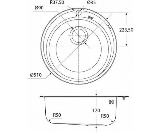 Мойка IDDIS Focus нерж. сталь матовая D 510мм OSESB00B02_, изображение 2