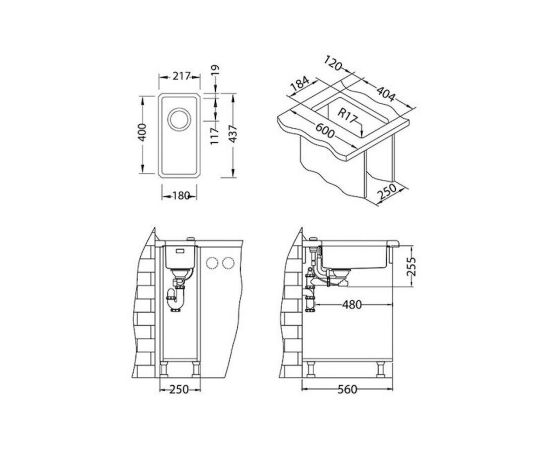 Мойка Alveus KOMBINO 10 MONARCH ANTRACITE SAT-90 217X437X140 U в комплекте с выпуском без сифона_, изображение 2