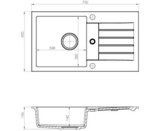 Мойка Alveus GRANITAL GENESIS AMARO 130 G91 750x420x140_, изображение 2