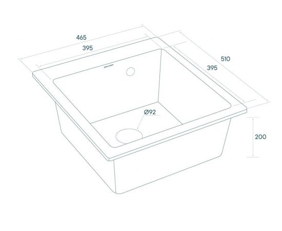 Мойка кварцевая Paulmark KANTE 45 PM104651-BL, черный, 460х510 мм_, изображение 3