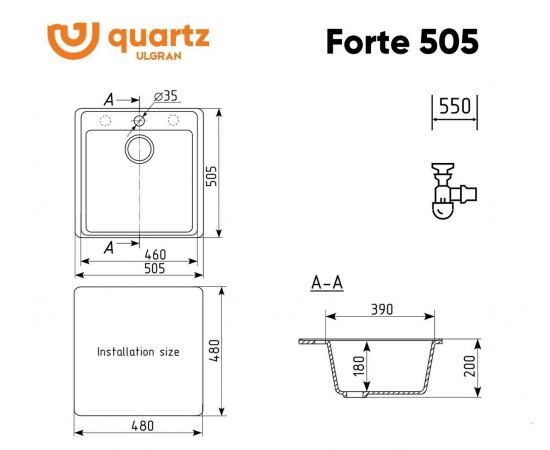 Кухонная мойка Ulgran Quartz Forte 505-05_, изображение 2